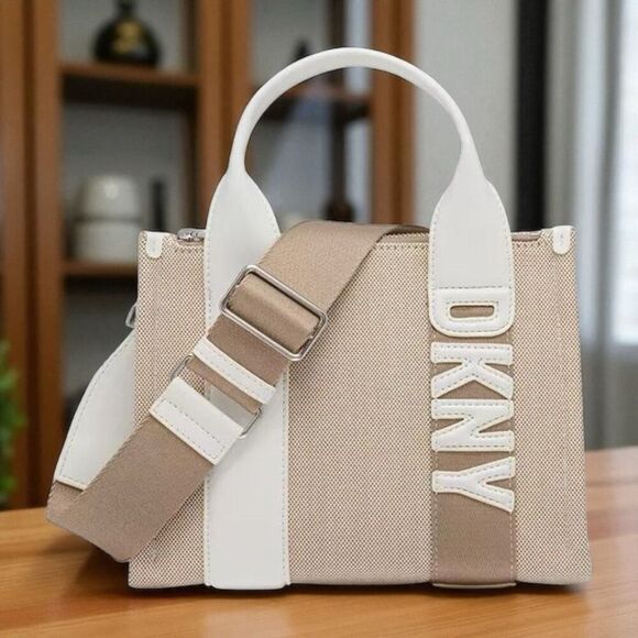 DKNY Holly Large Tote Natural White Travel Bag With Adjustable Strap NWT $188 - Picture 1 of 8